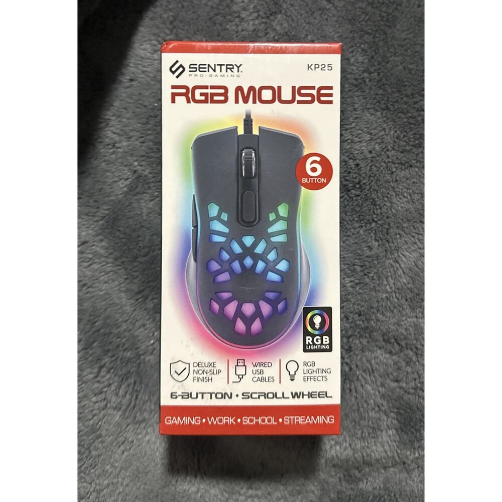 Sentry KP25 RGB Gaming Mouse 6-Button Wired USB Optical RGB Light-Up NEW Sealed
